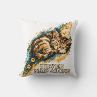 Coussin Ne Jamais Faire La Sieste Seul Chat Tigré Endormi