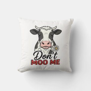 Coussin Ne me moo pas drôle vache gravure vintage