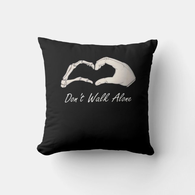 Coussin Ne pas marcher - Classique Blanc - Squelette Coeur (Recto)