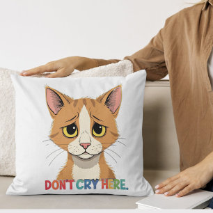 Coussin Ne pleure pas ici   avec dessin humoristique rétro