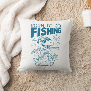 Coussin Né pour aller à la pêche - Amateurs de dinosaures