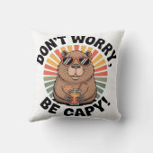 Coussin Ne t'inquiète pas, sois capy – Capybara rétro chil (Verso)