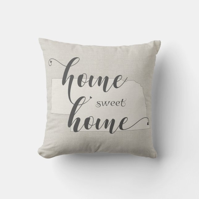 Coussin Nebraska - Home Sweet Home Burlap look (Recto)