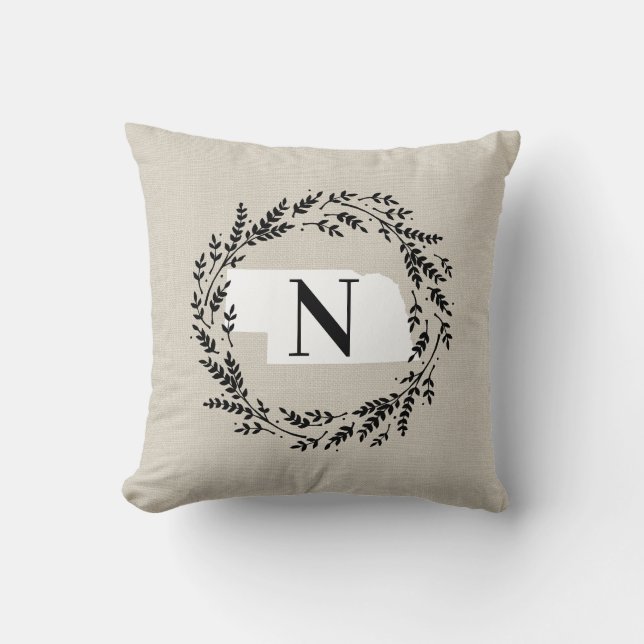Coussin Nebraska Rustic Wreath Monogram Jeu d'oreiller (Recto)