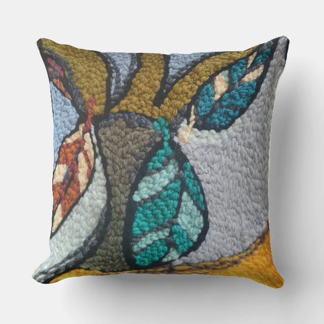 Coussin Needle Punch abstract fall design pillow (Recto)