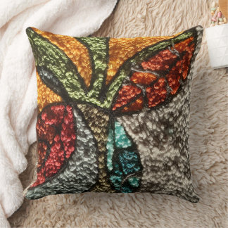 Coussin needle punch design abstract leaf and tree pillow