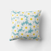 Coussin Négative Space Daisies blanc jaune sur bleu (Verso)