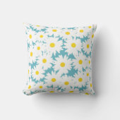 Coussin Négative Space Daisies blanc jaune sur bleu (Recto)