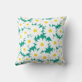 Coussin Négative Space Daisies blanc jaune sur vert (Verso)