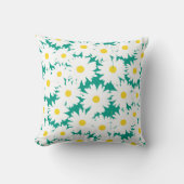 Coussin Négative Space Daisies blanc jaune sur vert (Recto)