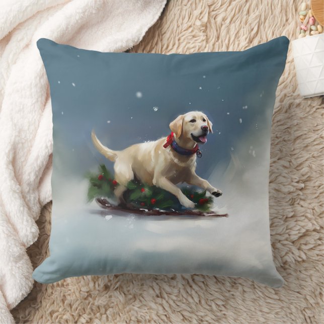 Coussin Neige de Noël d'hiver du Labrador (Couverture)