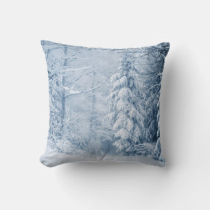 Coussin Neige décorative Bleu & Blanc Noël Joyeux Noël