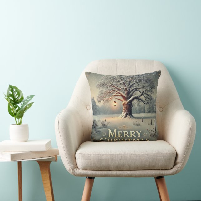 Coussin Neige décorative Bleu & Blanc Noël Joyeux Noël (Chaise)