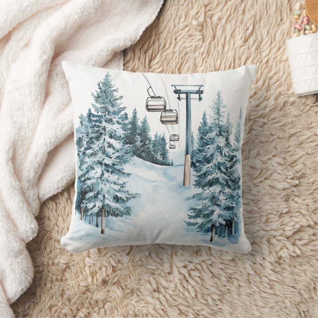 Coussin Neige d'hiver Ski (Couverture)