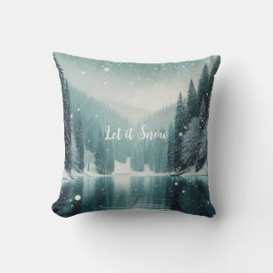 Coussin Neige en hiver, lac de montagne