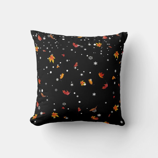 Coussin Neige et Feuilles tombant du ciel (Recto)