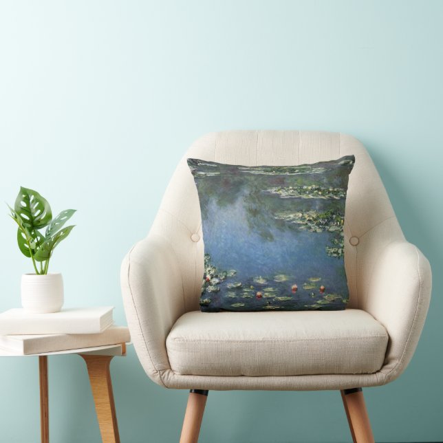 Coussin Nénuphars de Claude Monet, Fleurs Vintages (Chaise)