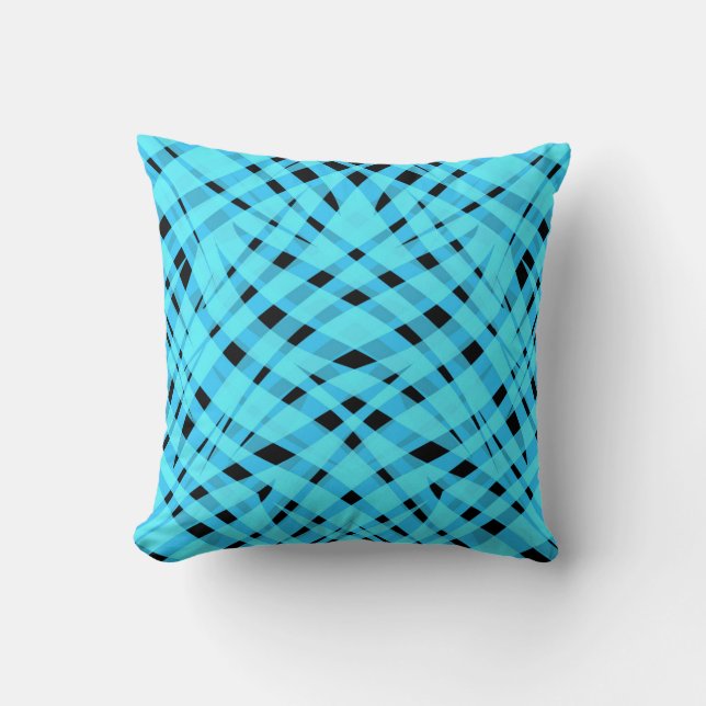 Coussin Néon, abstrait, noir, bleu (Recto)
