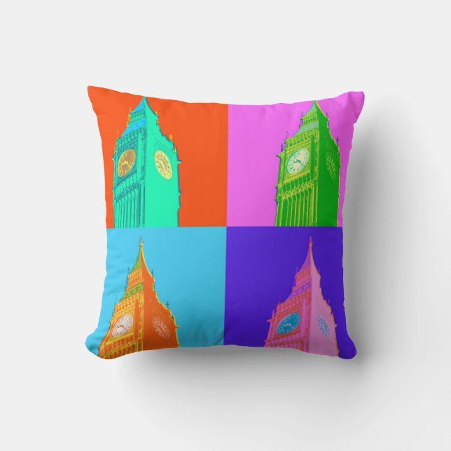 Coussin Néon Big Ben d'art de bruit (Recto)