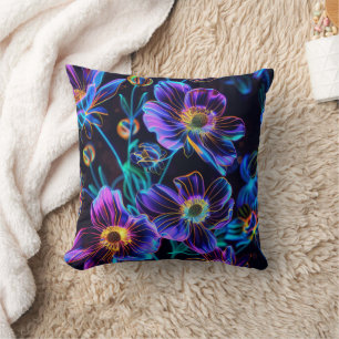 Coussin Neon branché vibrant floral