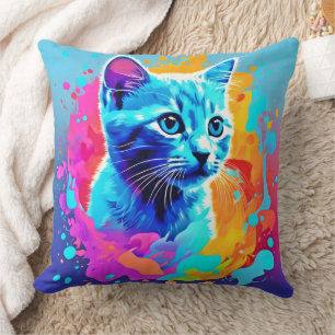 Coussin Neon Chat en Splatter