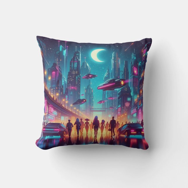 Coussin Neon Cityscape (Recto)