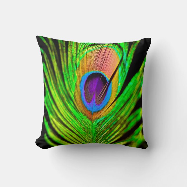 Coussin Neon Colors Peacock Feather (Recto)