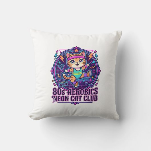 Coussin Néon de chat aérobic des années 80 - Conception dr (Recto)