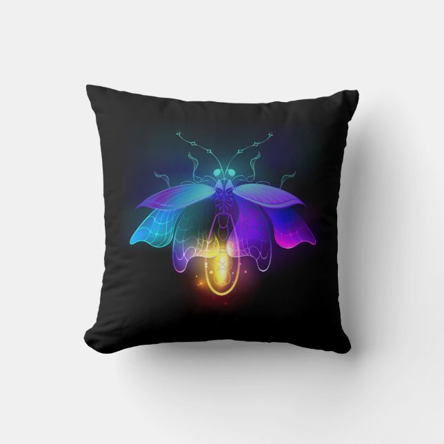 Coussin Neon Firefly sur noir (Recto)
