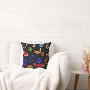 Coussin Neon Fruits Motif Design d'art