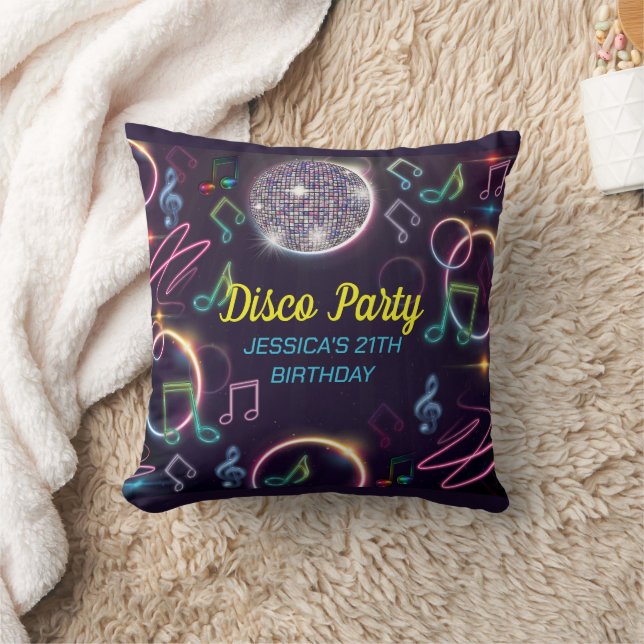 Coussin Neon Glow Disco Dance Anniversaire (Couverture)