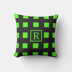 Coussin Neon Green Motifs Carré Monogrammes Black Cute