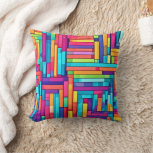Coussin Neon Grid - Mosaïque Abstraite Colorée