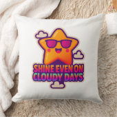 Coussin Neon Kawaii Star - "Shine even on Cloudy Days" (Couverture)