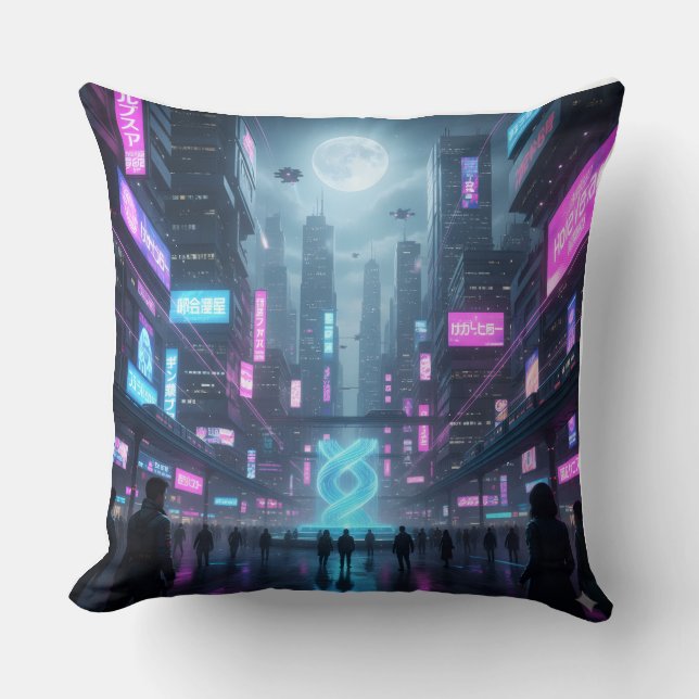Coussin Neon Metropolis Pulse Throw Pillow (Recto)