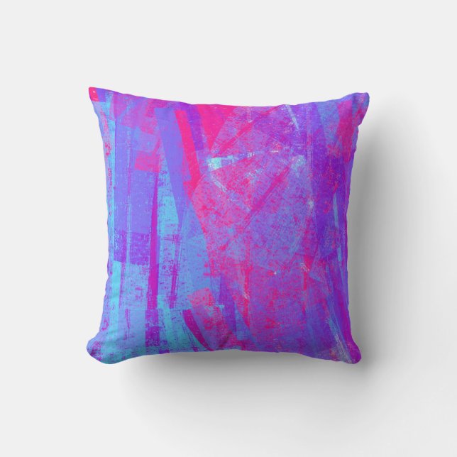 Coussin Neon Pink & Aqua Blue Abstract (Recto)
