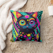 Coussin ✨ Neon Psychedelic Cat – Pop Art Design 🎨🐱 (Couverture)