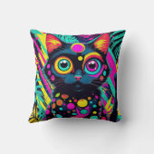 Coussin ✨ Neon Psychedelic Cat – Pop Art Design 🎨🐱 (Verso)