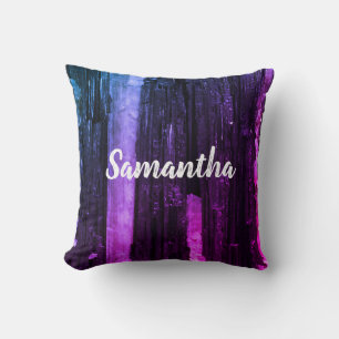 Coussin Neon rayé rose et violet Abstrait moderne