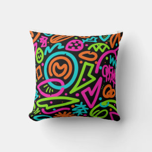 Coussin Neon Scribble Splash Thaillow - Retro Pop Colo