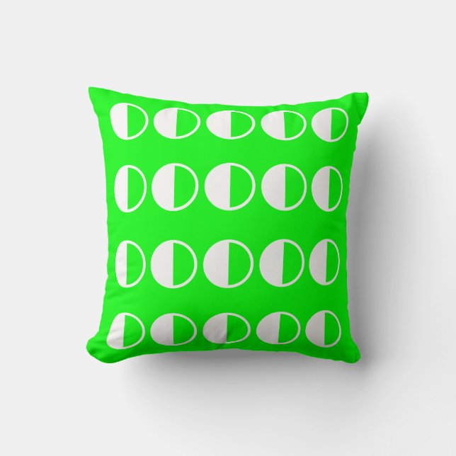 Coussin néon solide lumière vert clair rétro cercles blanc (Recto)