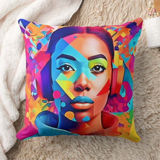 Coussin Neon Woman rêve d'Art numérique (Couverture)