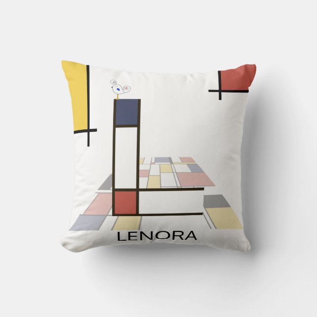 Coussin Neoplasticisme Art Cool Monogramme. Lettre L (Recto)