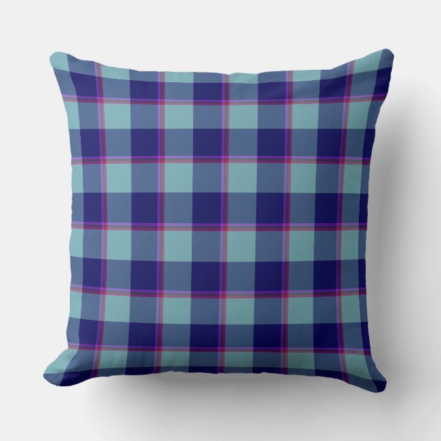 Coussin Neptune and Gulf Blue Plaid (Recto)