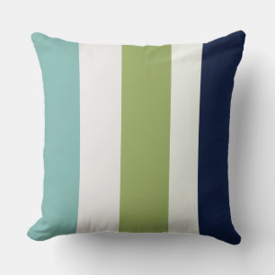 Coussin Neptune, Coquillage, Vert et Rayures Marine