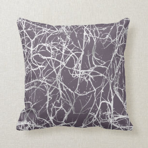 Coussin Nerfs gris pourpres abstraits VIP de blanc gris de