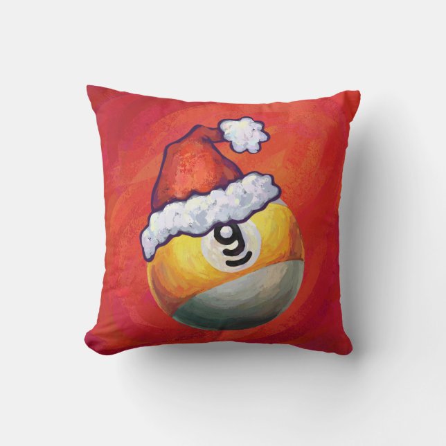 Coussin Neuf boule à Santa Hat sur Rouge (Recto)