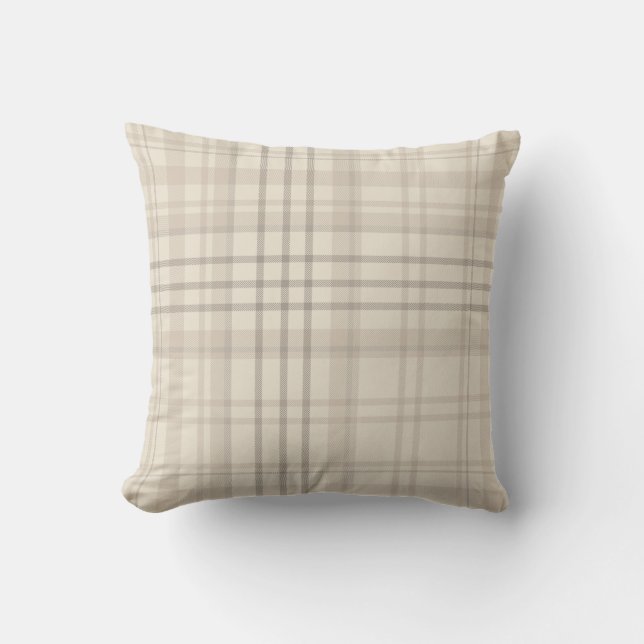 Coussin Neutral Beige Plaid (Recto)