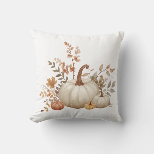 Coussin Neutral White Pumpkin Fall Decorative Pillow (Recto)
