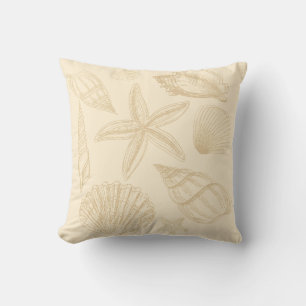 Coussin Neutre Tan Beige Seashell Shells Beach House